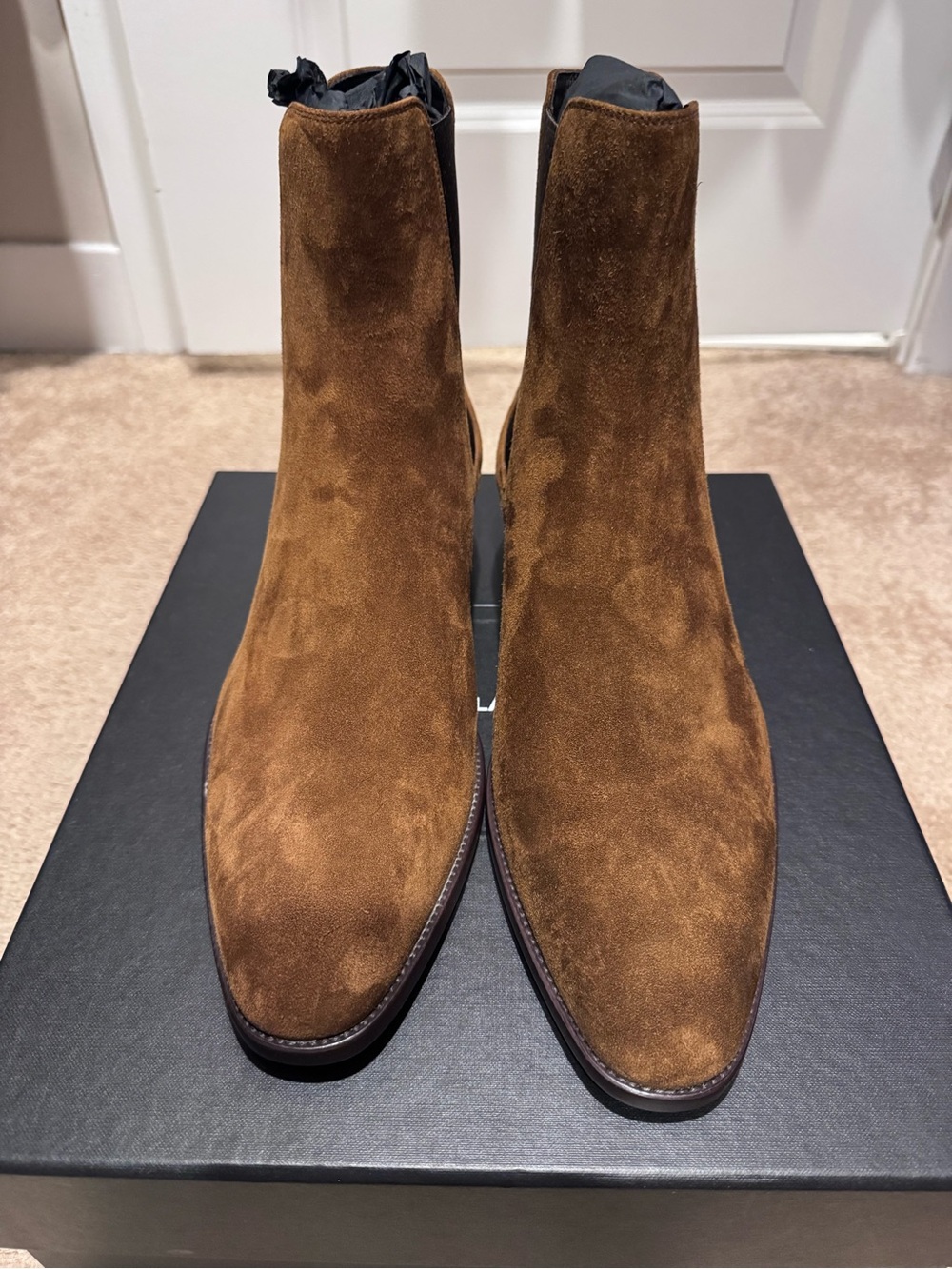 Saint Laurent Brown Suede Wyatt Boots